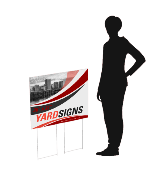 Size option for fluted plastic yard sign with step stake