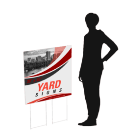 fluted plastic yard sign with step stake