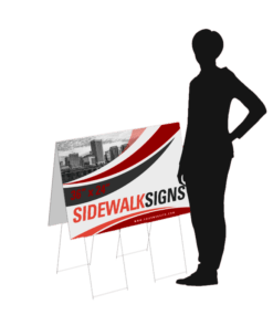 Fluted plastic yard sign with step stake A-frame