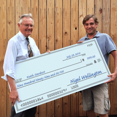 Giant check custom printed on a foamcore