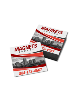 Small, square magnets custom printed for promotional advertisement