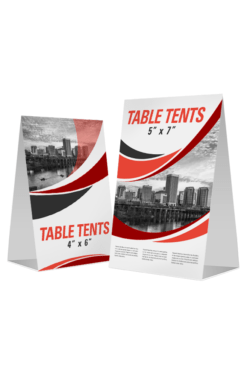 Small table tent: custom printed folded tabletop signs on cardstock
