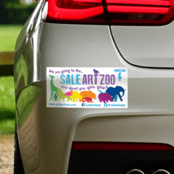Small custom printed vinyl sticker decals on vehicle bumper