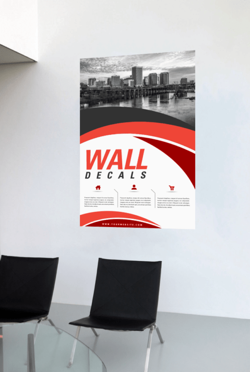 rectangular cut, custom printed wall vinyl sticker decal for office