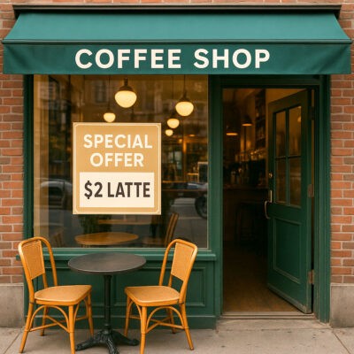 custom printed window cling with special offer message