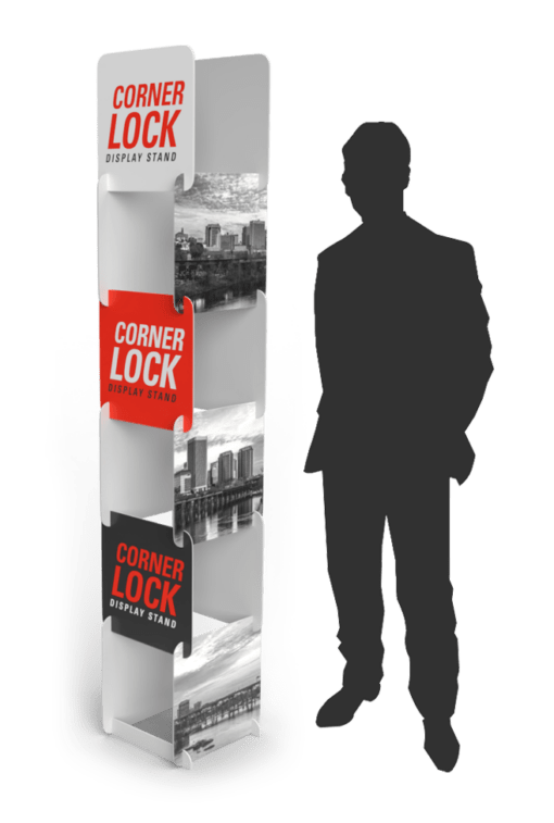 custom printed corner lock display, multiple images, unique signage for businesses restaurants venues or events