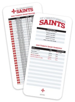 St. Christopher's Team Roster / Schedule Cards