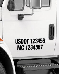 DOT numbers on side of tractor trailer